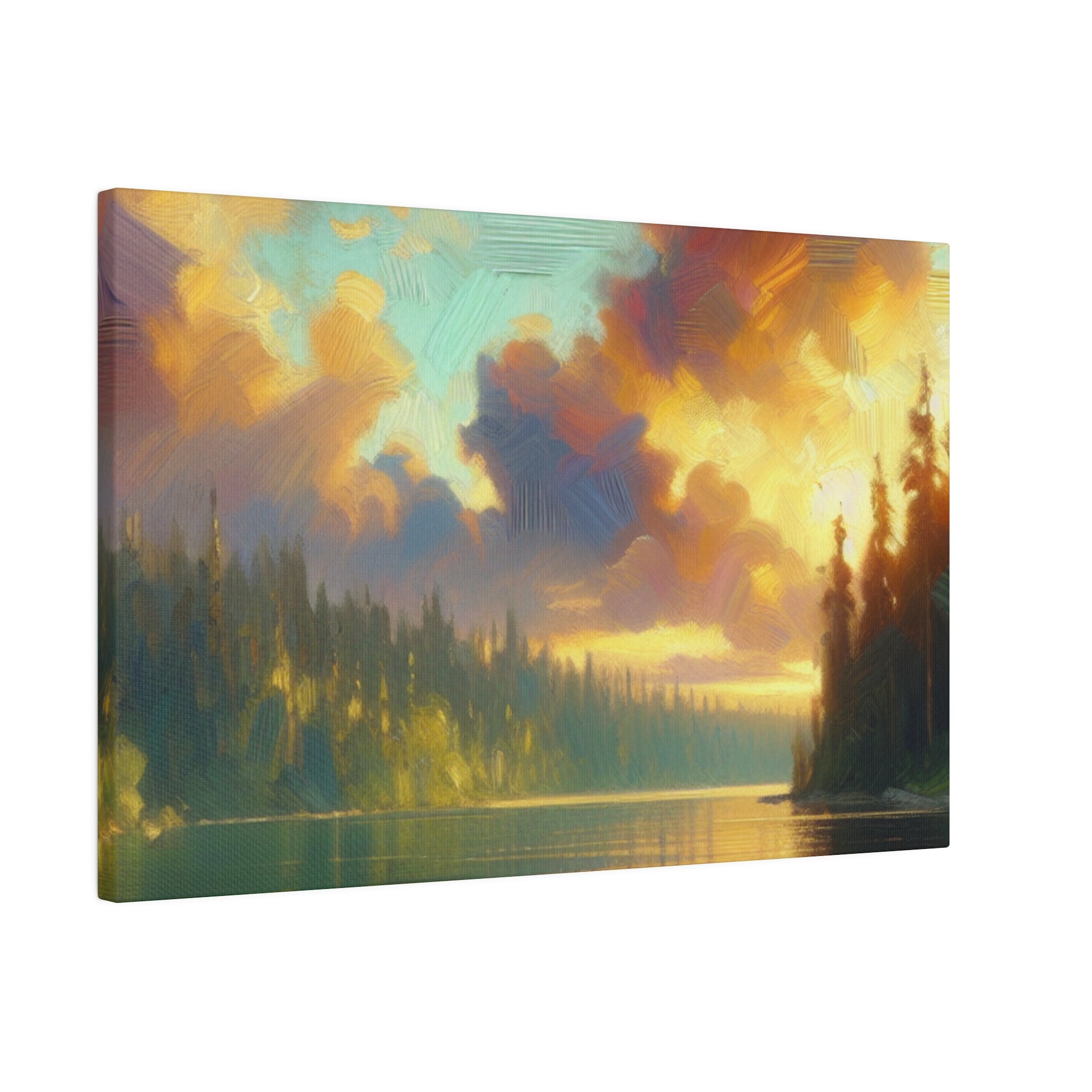 Serene Lakeside Whisper Lake Painting Canvas