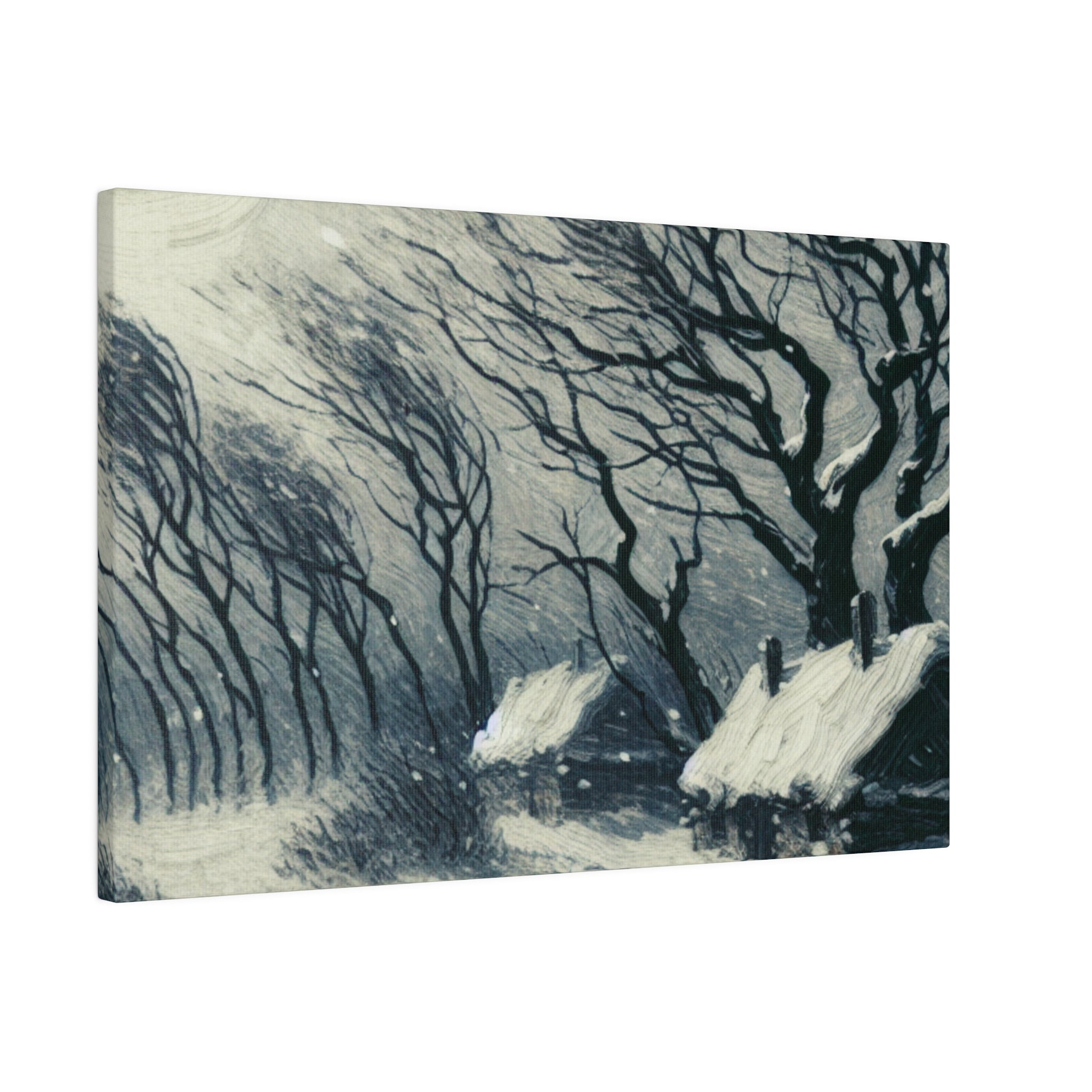 Remote Cottages Snowscape Winter Painting Canvas