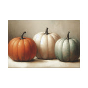 Three Pumpkins Rustic Still Life Canvas