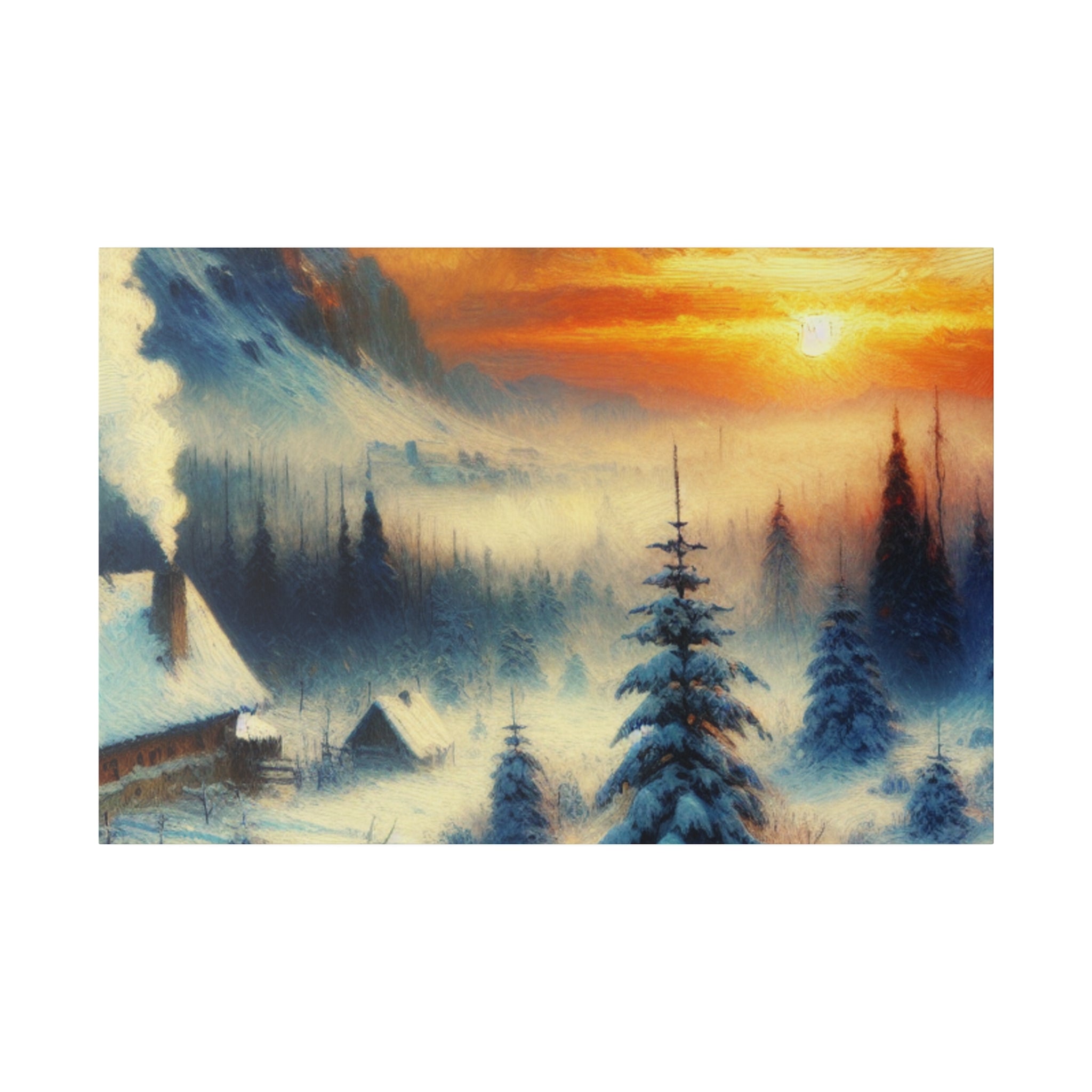 Winter's Sunset Veil Snowscape Winter Painting Canvas