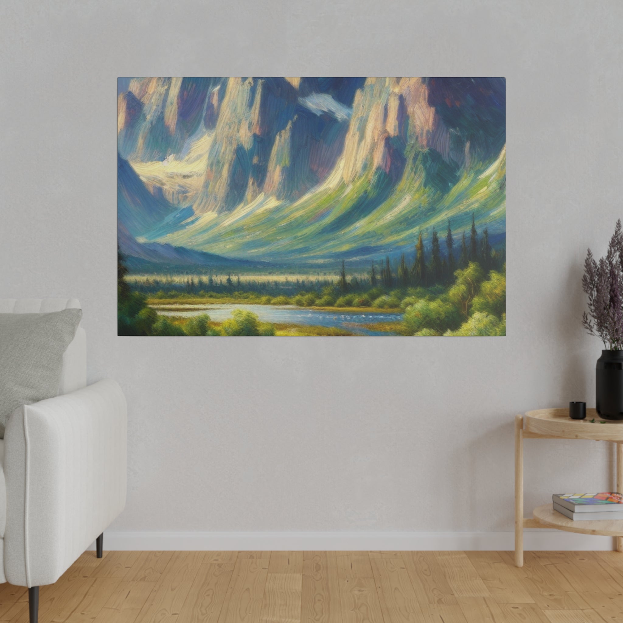 Impressionist Summit Dawn Mountain Landscape Painting Canvas