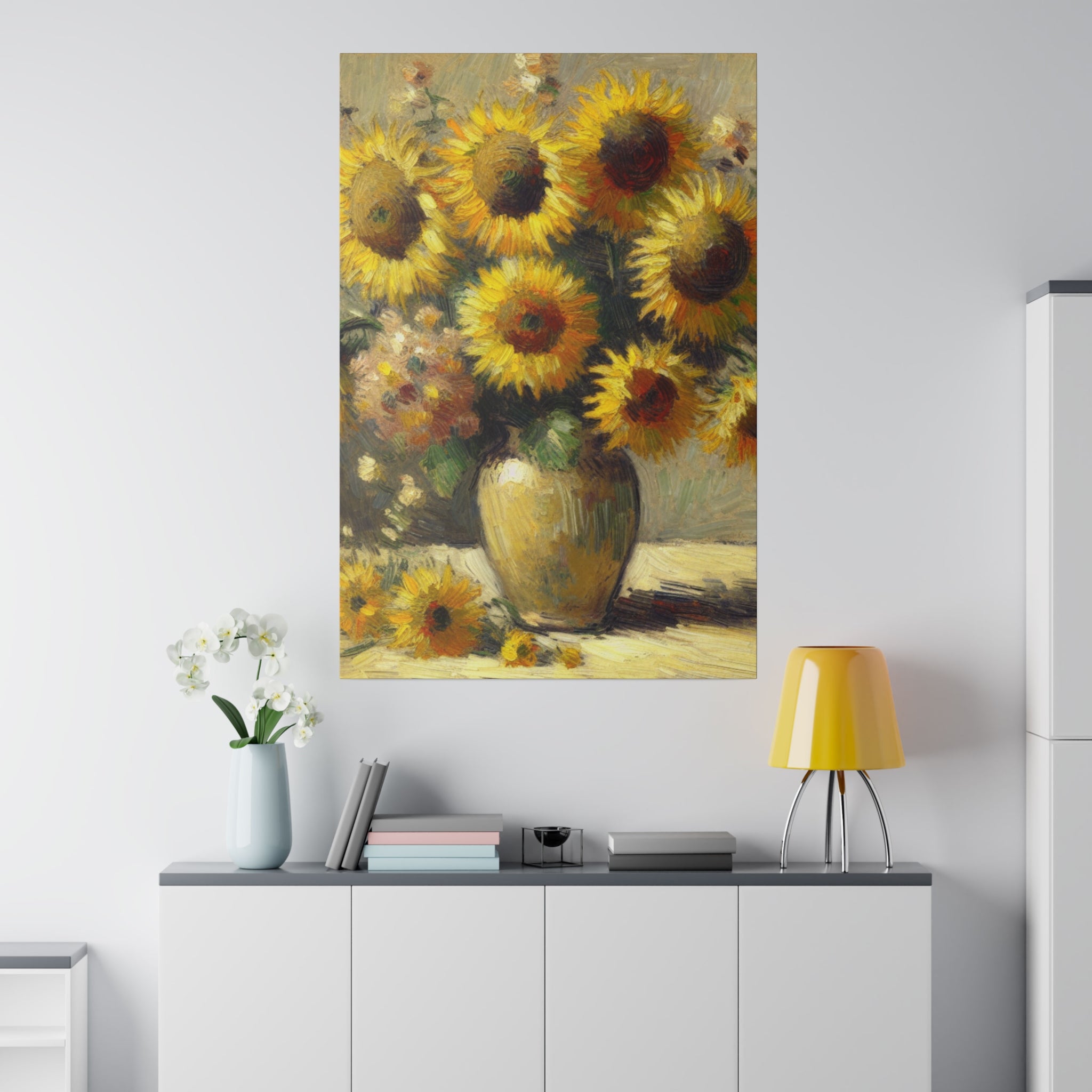 Timeless Blooms Flowers In Vase Sunflower Painting Canvas