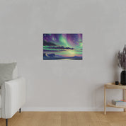 Northern Lights Painting | Aurora Ice Caps Scene | Winter Artwork Canvas