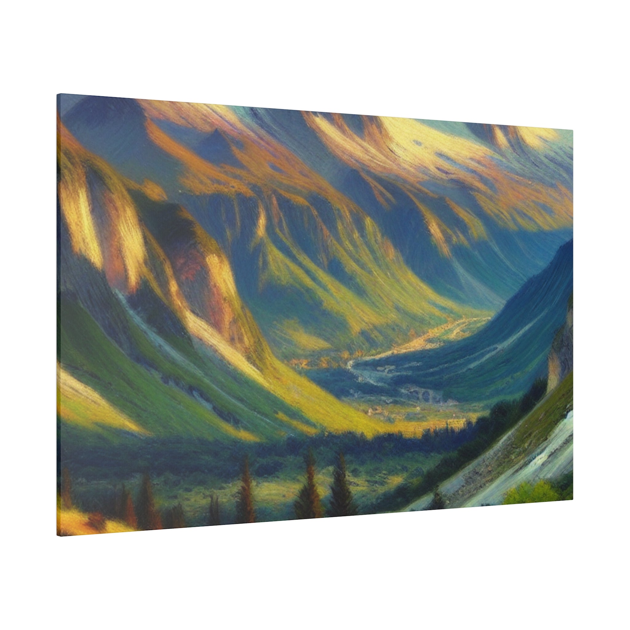 Lush Foothills Mountain Landscape Painting Canvas