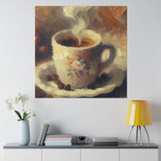 Sweep of Espresso Brushstrokes Cafe Artwork Coffee Painting Canvas