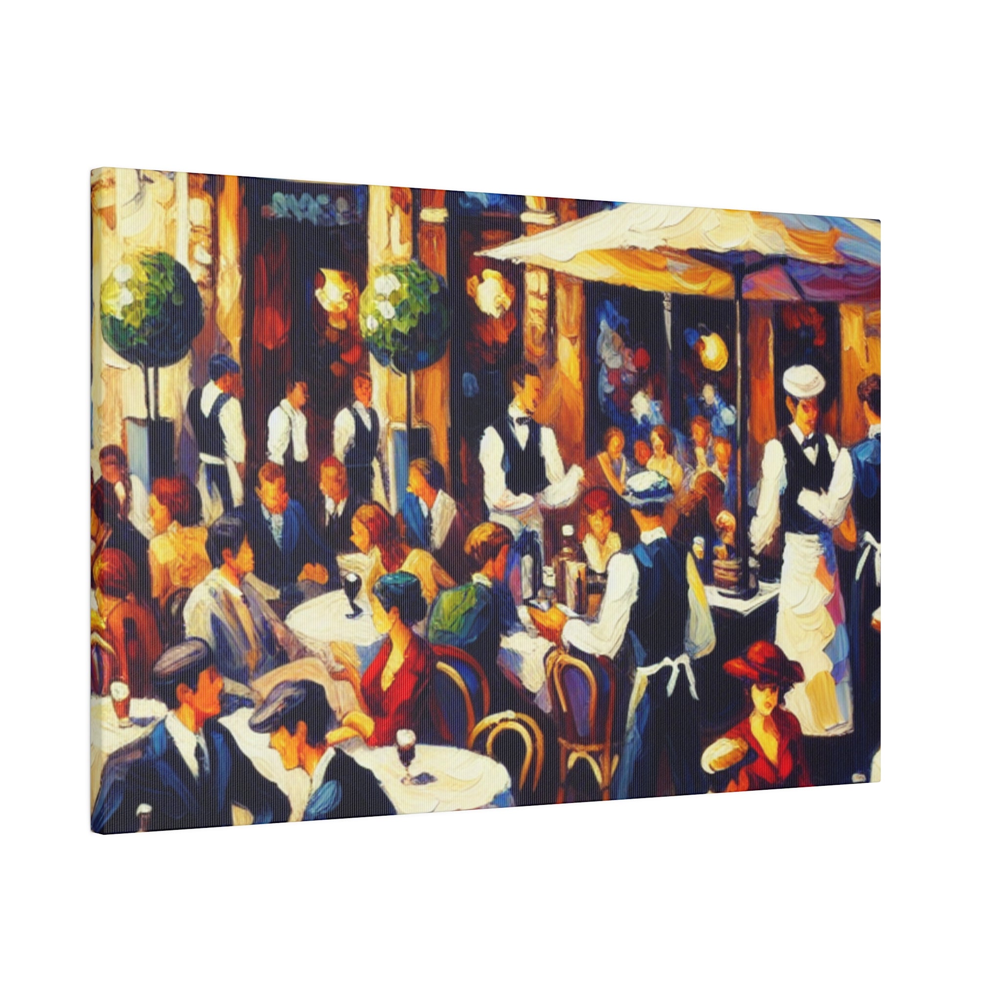 Cafe Artwork | Bustling European Cafe Scene | Coffee Shop Wall Art Canvas