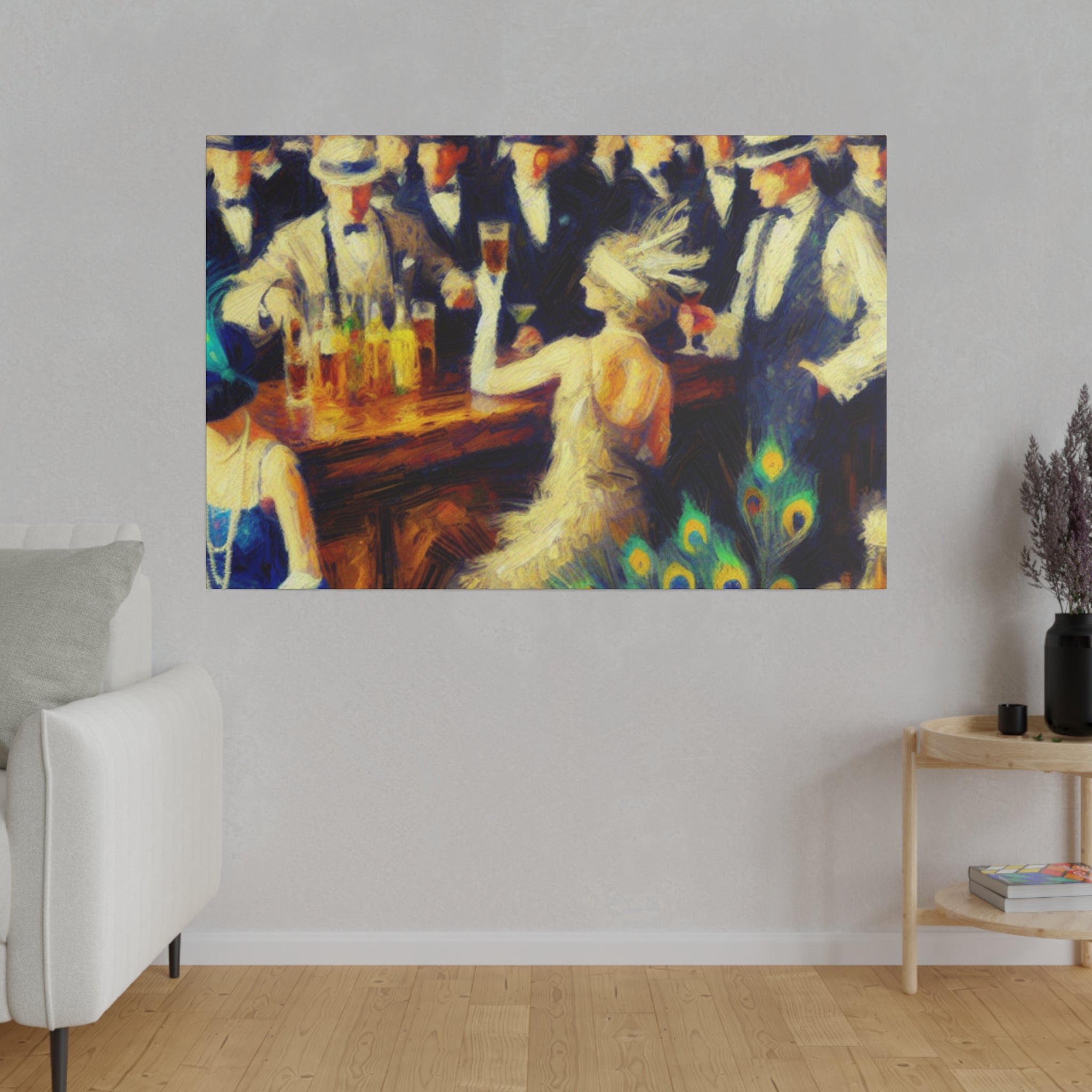 Moonlight Beer Haven Retro Speakeasy Bar Art Canvas