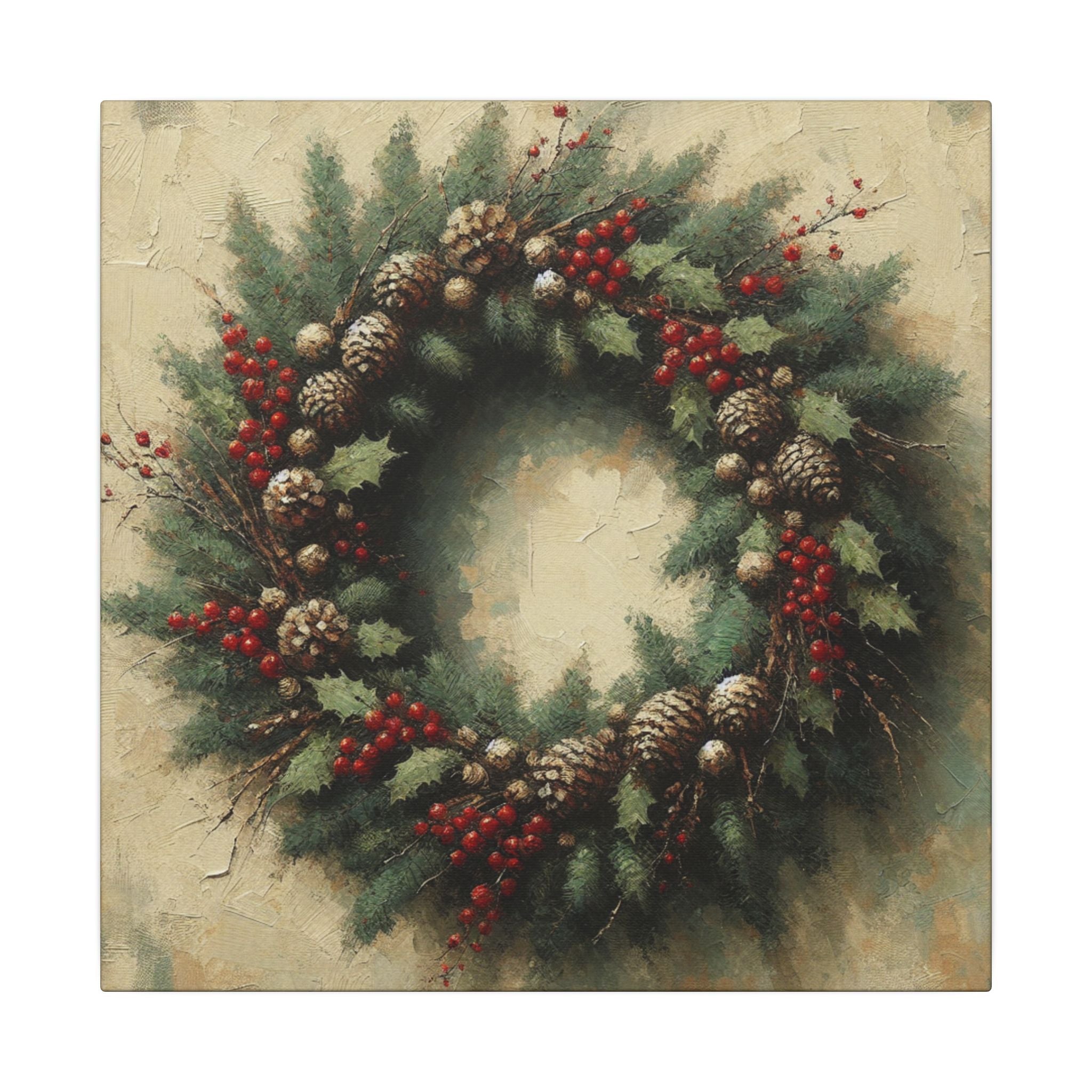 Rustic Christmas Wreath Canvas