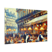 Bustling French Street Cafe Artwork Canvas