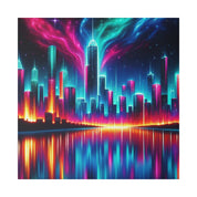 Surreal Neon Art Cityscape City Painting Canvas