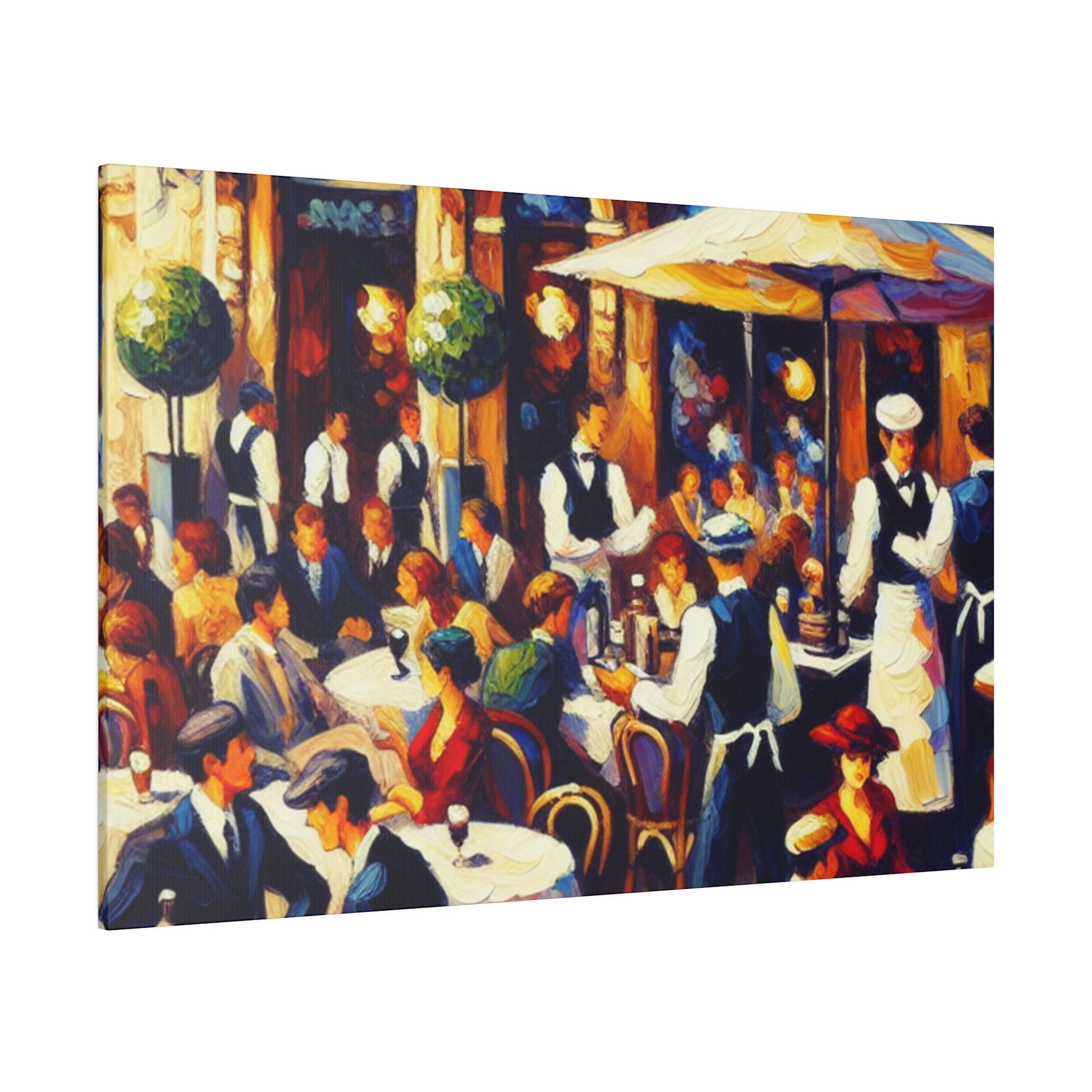 Cafe Artwork | Bustling European Cafe Scene | Coffee Shop Wall Art Canvas