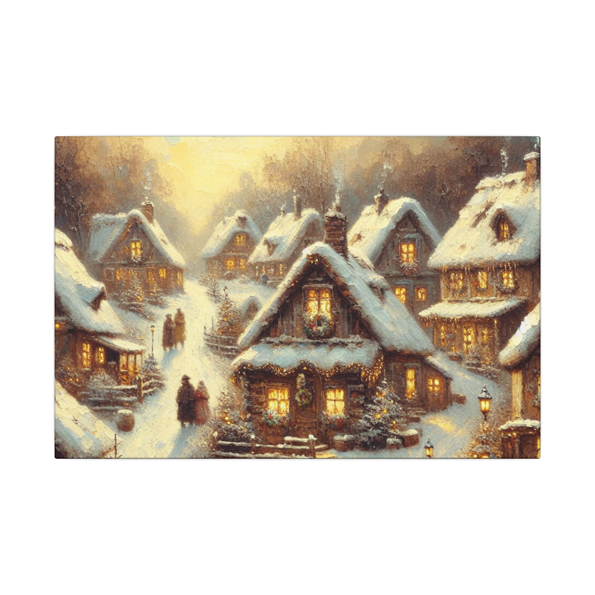 Rustic Christmas Village Canvas