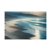 Blue Tranquil Tonalism Beach Painting Canvas