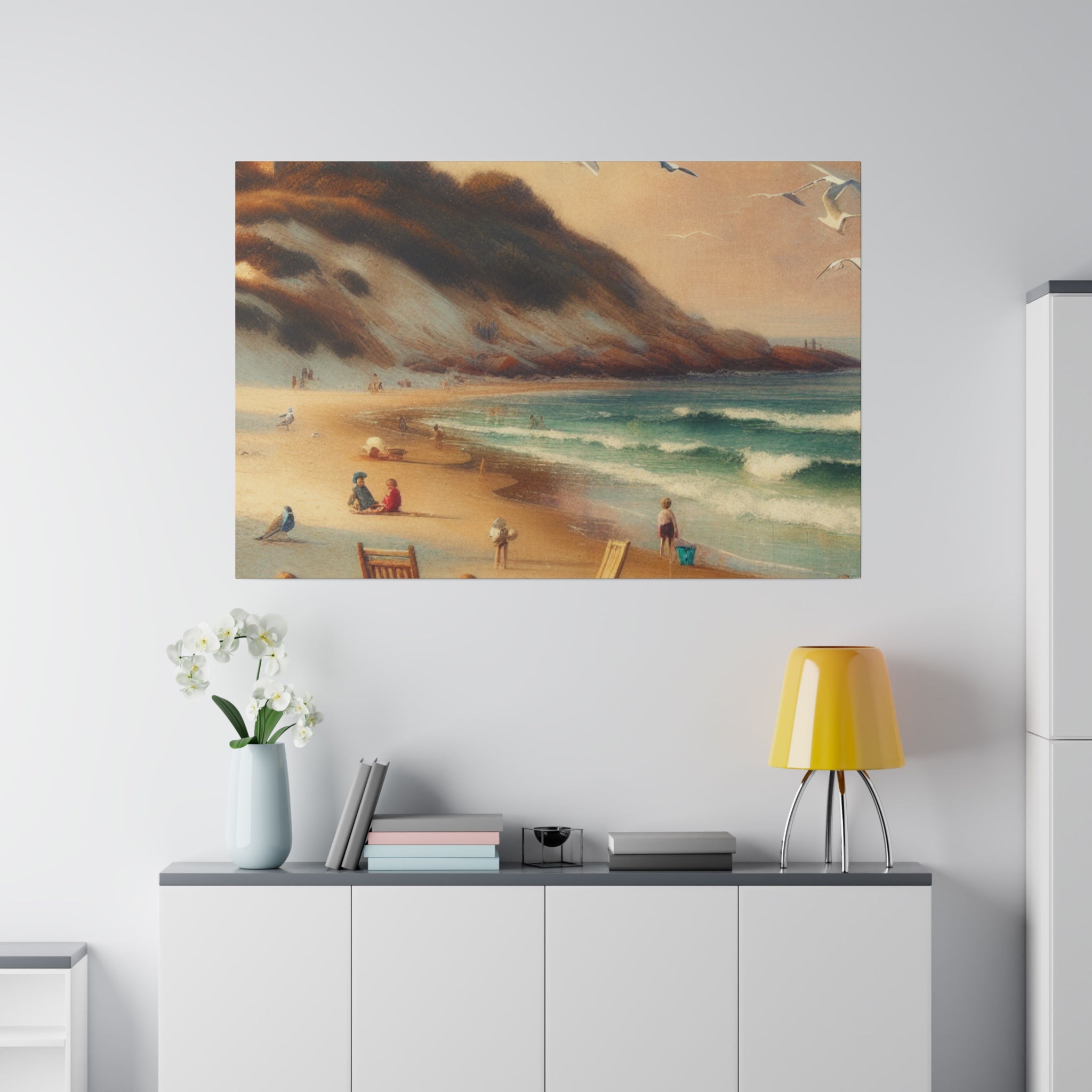 Seashore Whispers Impressionist Empty Beach Painting Canvas