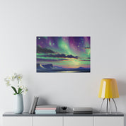 Northern Lights Painting | Aurora Ice Caps Scene | Winter Artwork Canvas