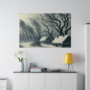 Remote Cottages Snowscape Winter Painting Canvas