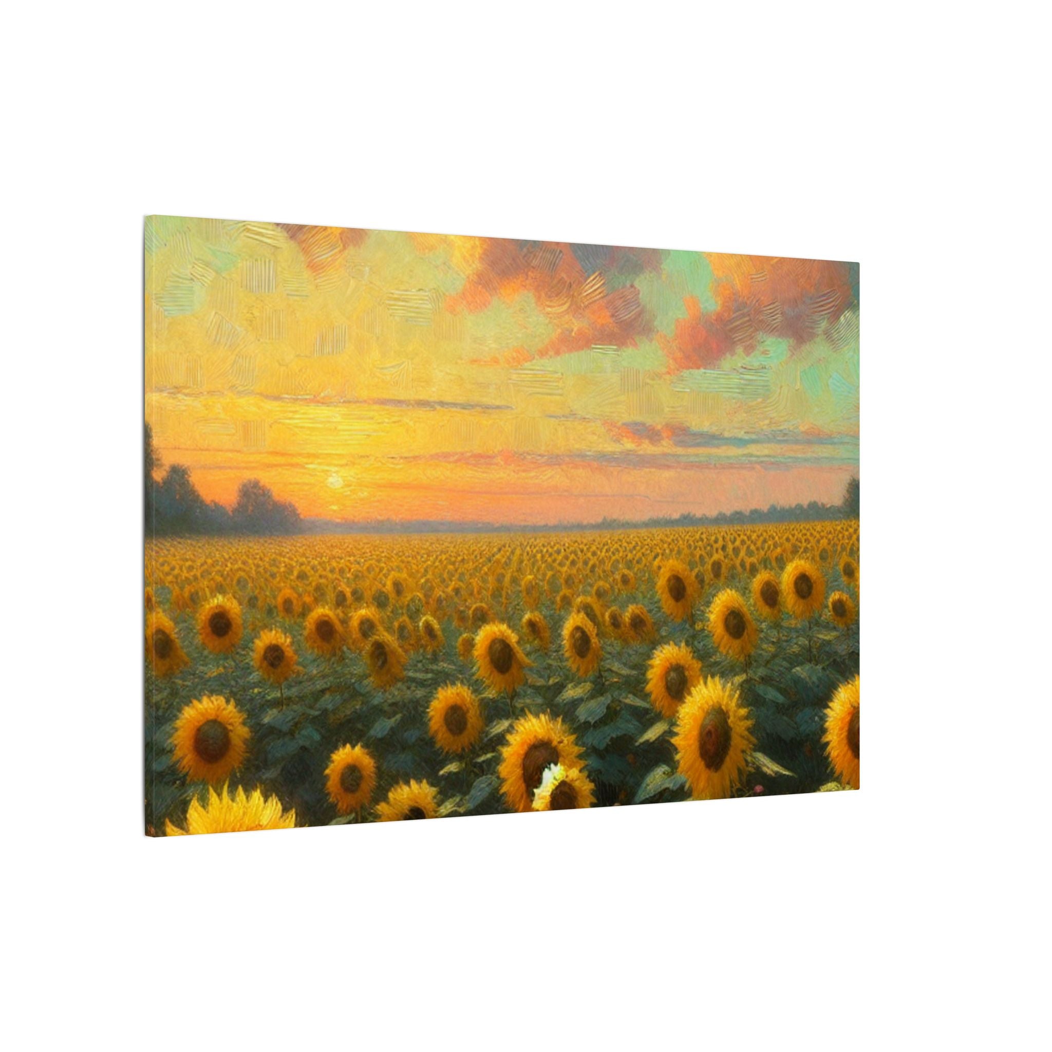 Rustic Impressionist Sunflower Field Painting