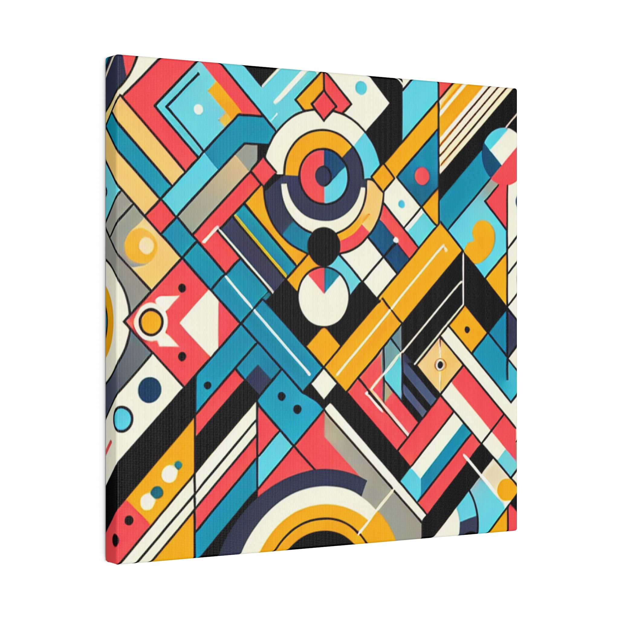 Brash Angles in Exuberant Abstraction Geometric Painting Canvas