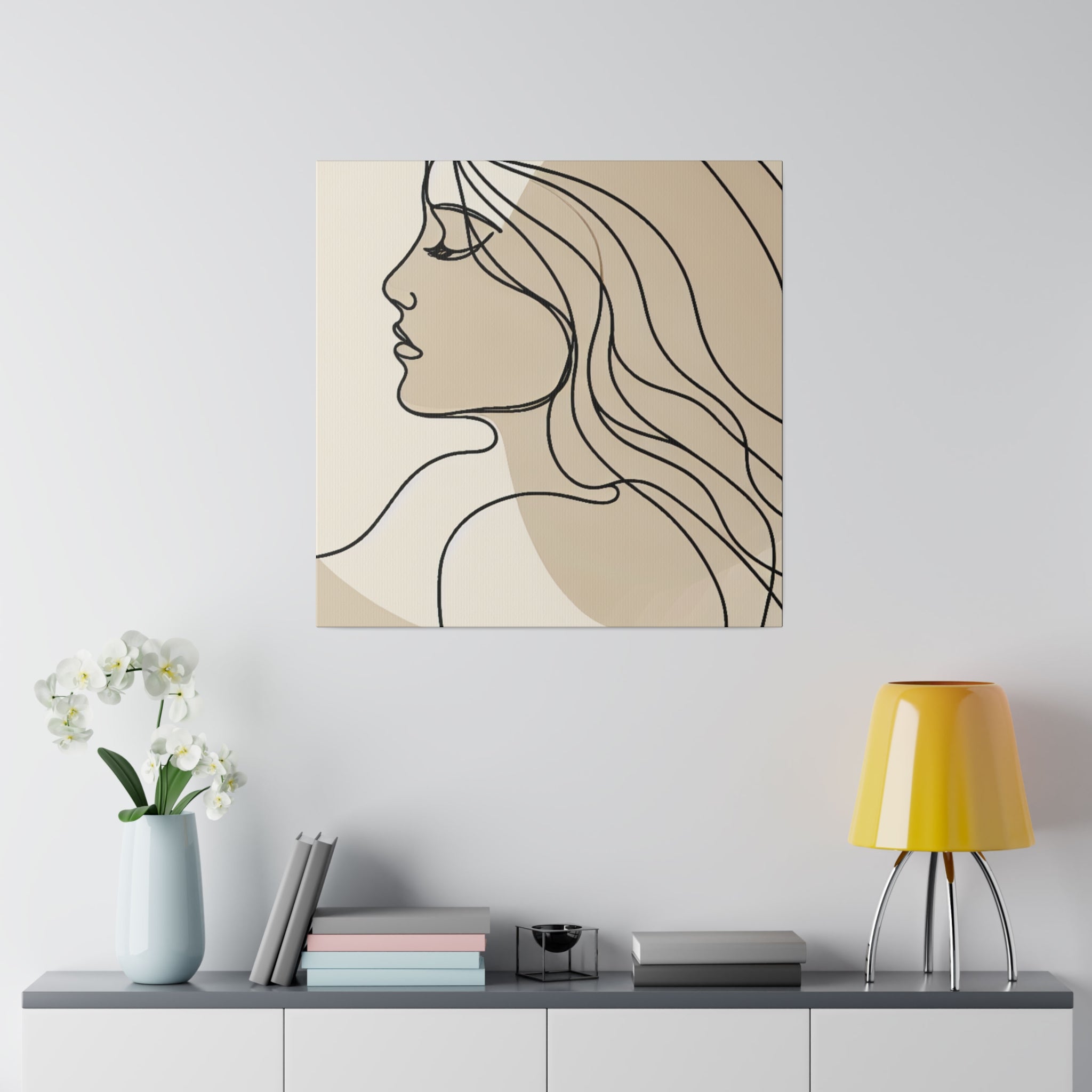 Mystic Beige Line Art Boho Style Wall Decor Canvas