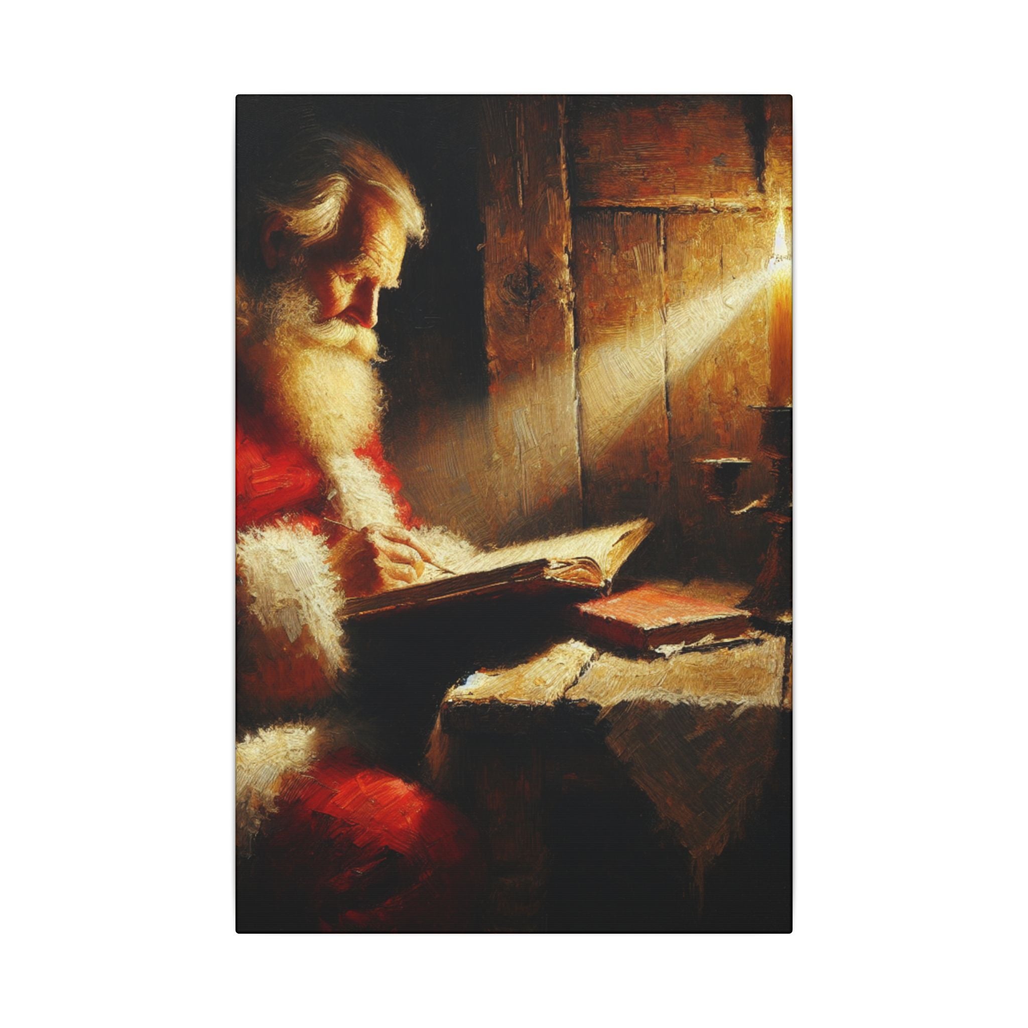 Santa Reading by Candlelight Canvas
