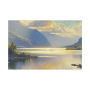 Serene Lake Mirage Lake Painting Canvas