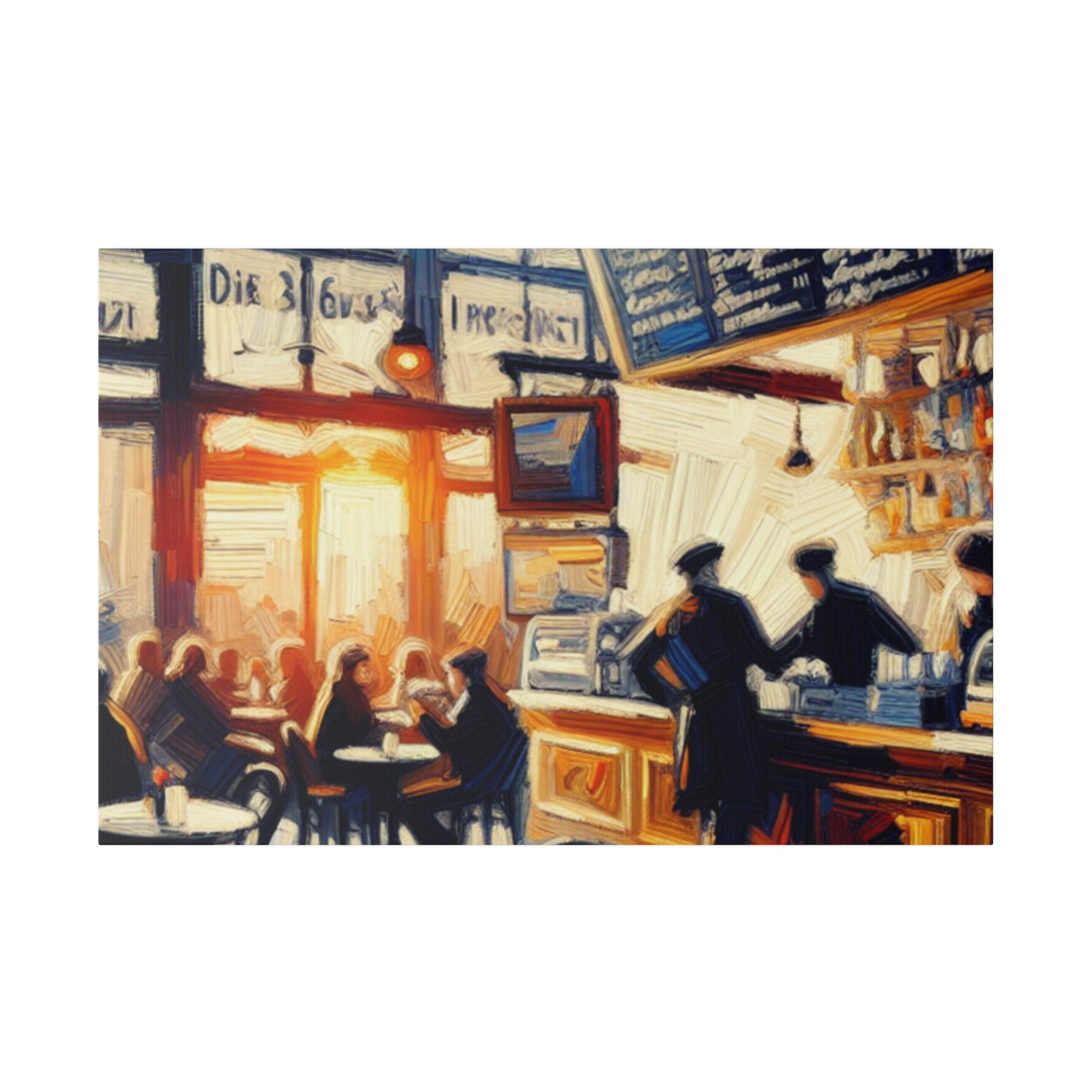 Espresso Swirl Symphony European Cafe Artwork Canvas