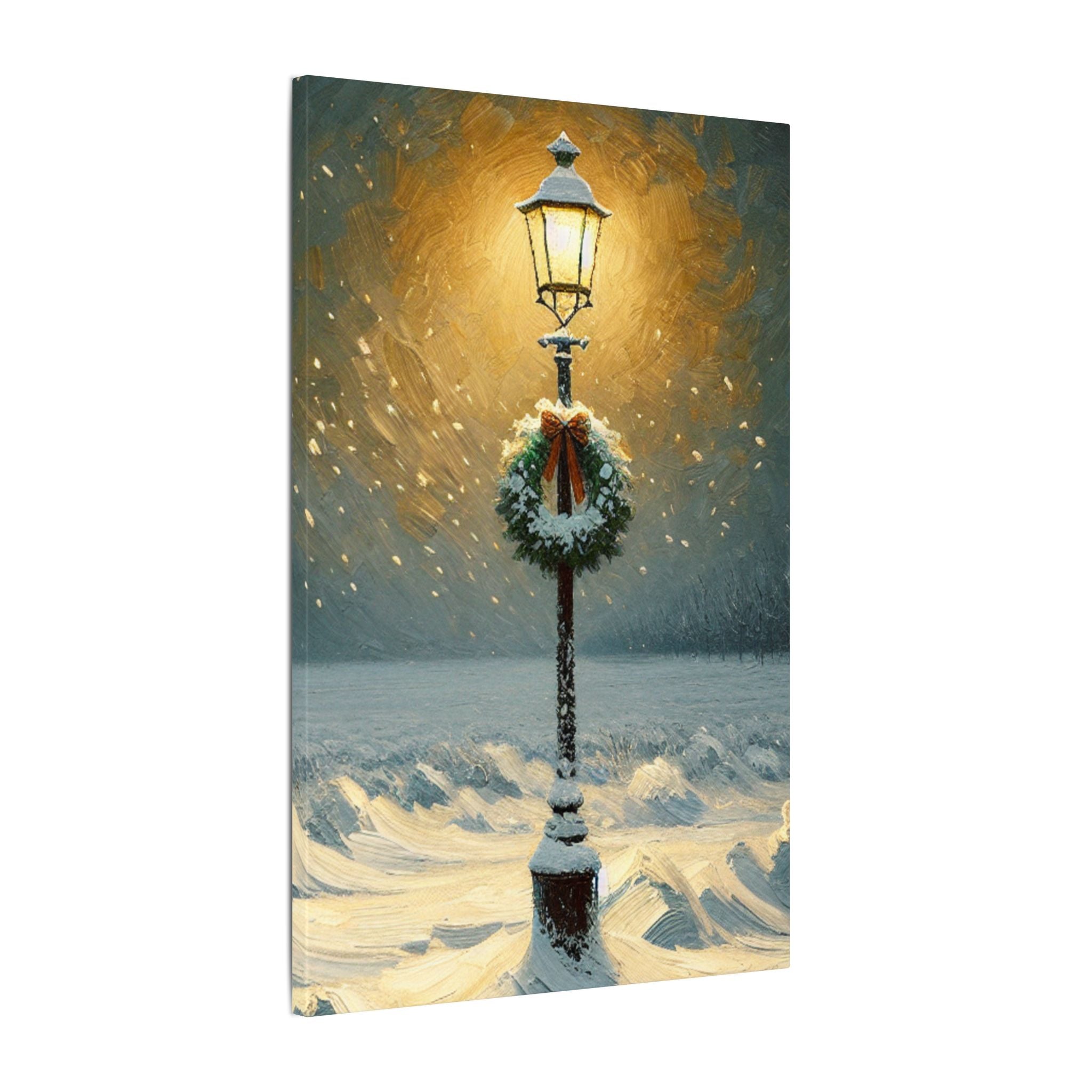 Winter Night Christmas Lamp Canvas