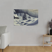 Remote Shack Vintage Expressionist Winter Painting Canvas