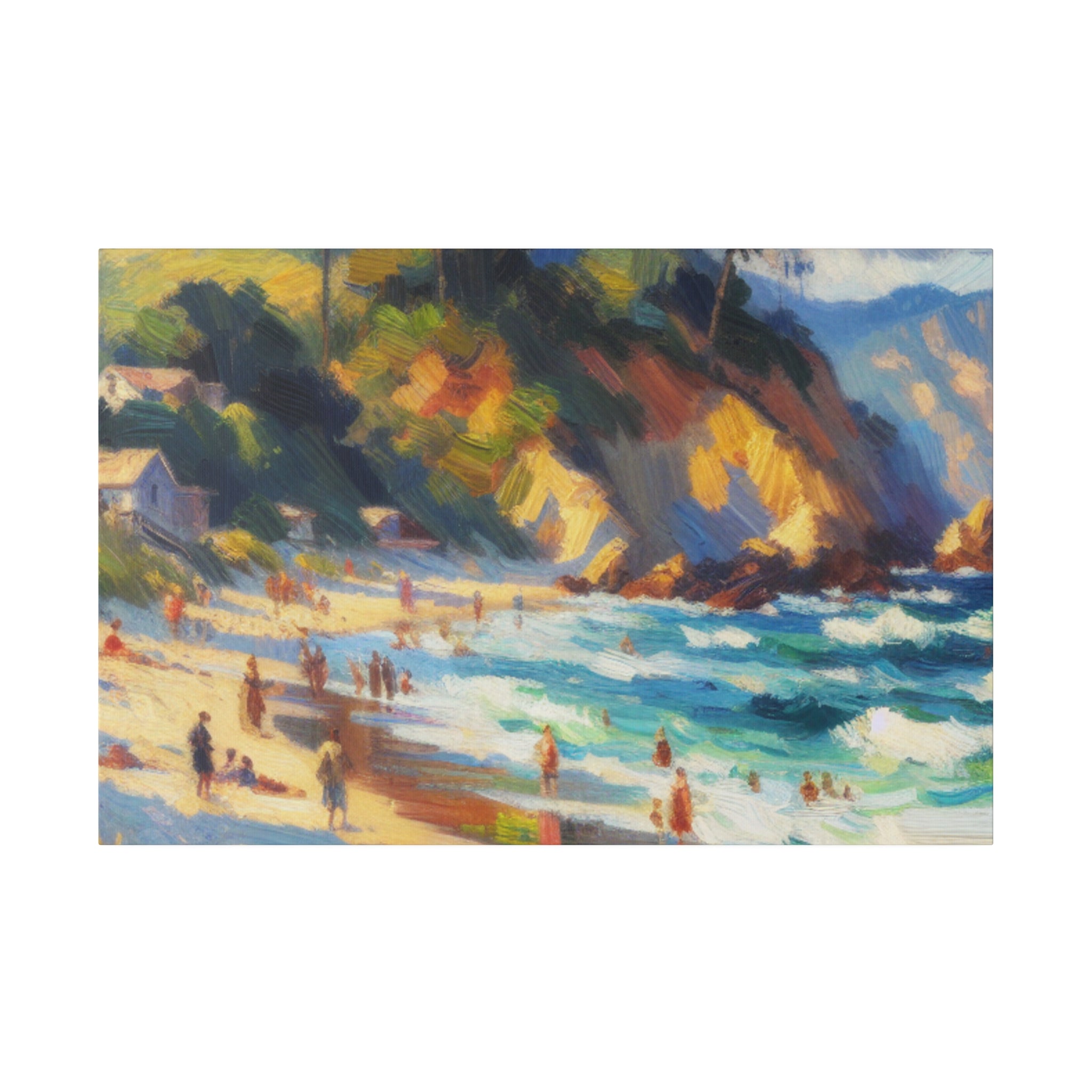 Shoreline Cliffs Impressionist Beach Painting Canvas