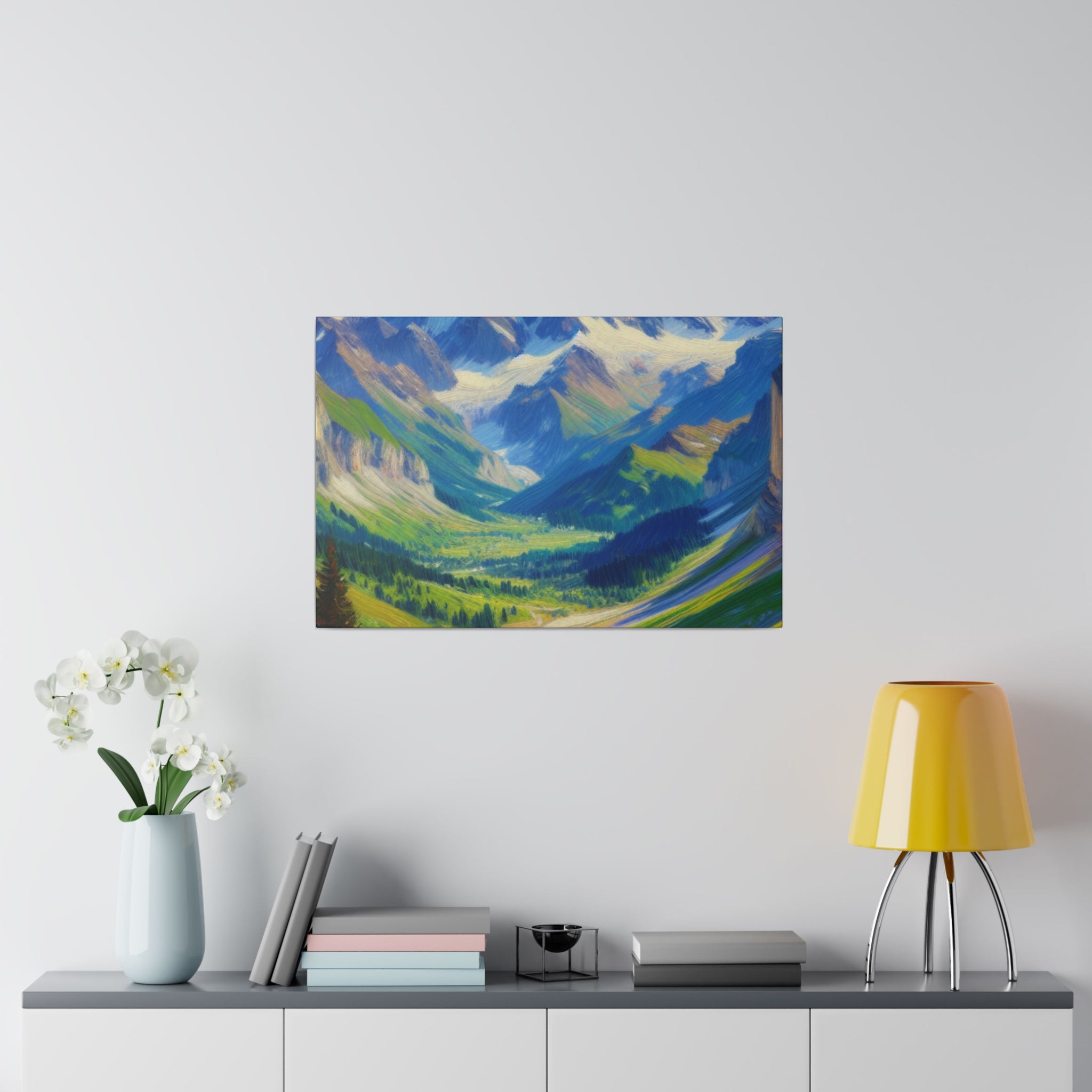 Majestic Valley Mountain Landscape Painting Canvas