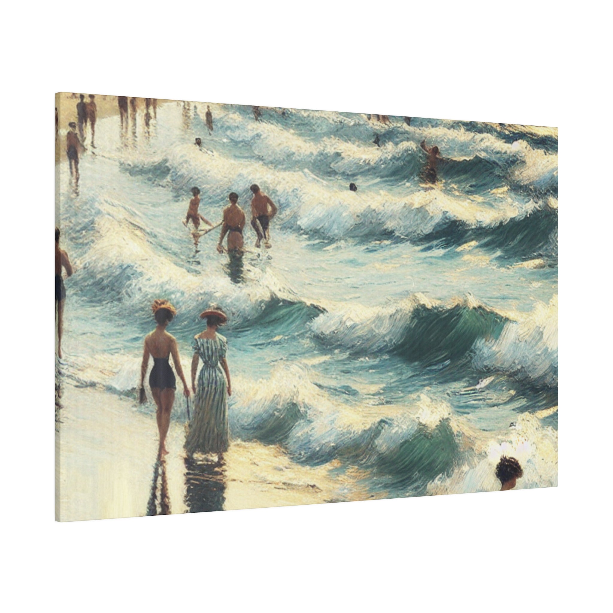 Seaside Reverie in Warm Pastels Vintage Beach Painting Canvas