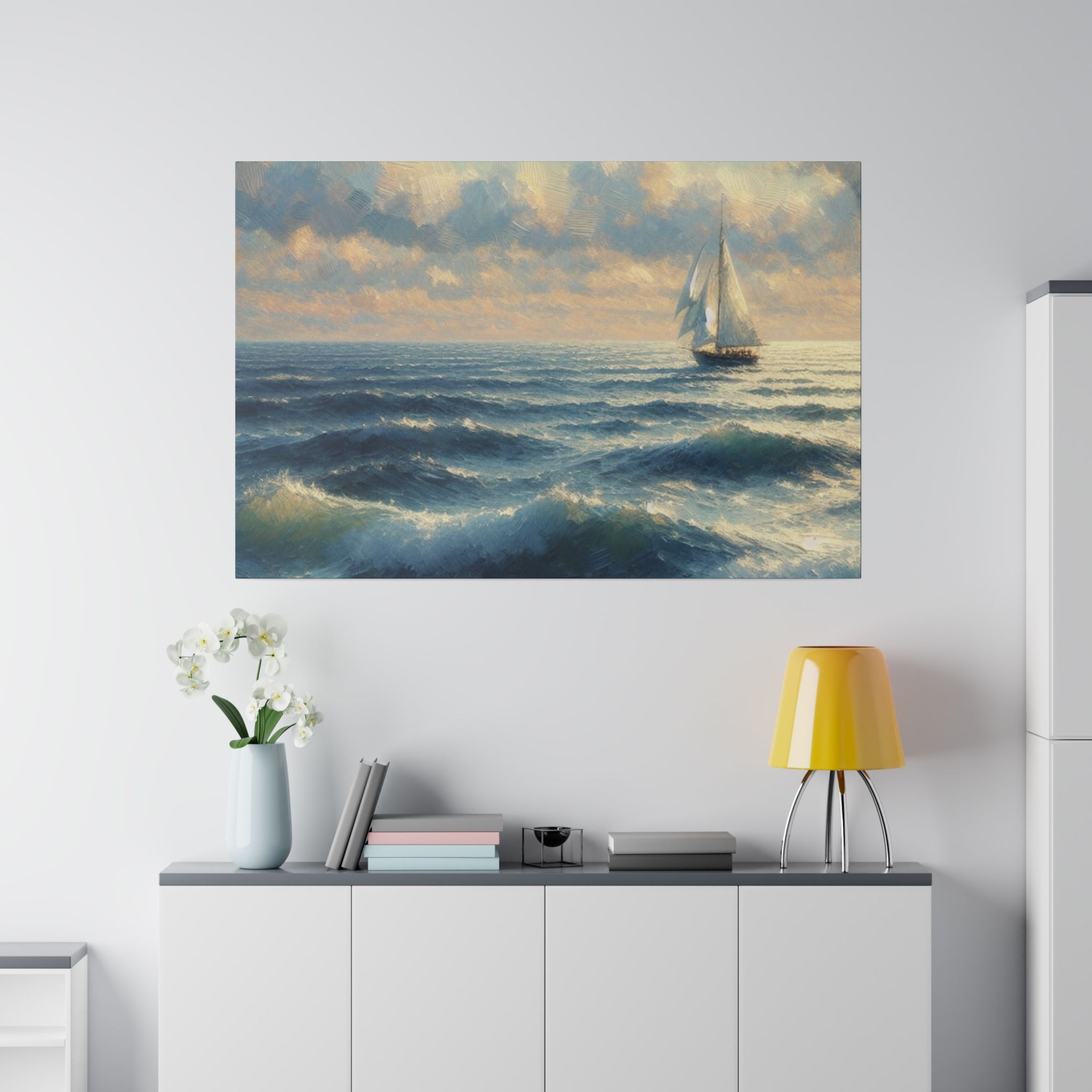 Sailboat Mirage Sailboat Painting Canvas