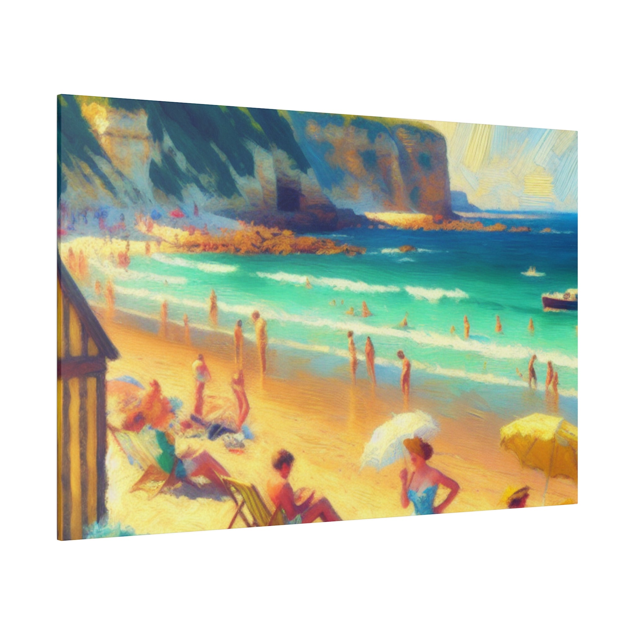 Vintage Coastal Reverie Beach Landscape Painting Canvas