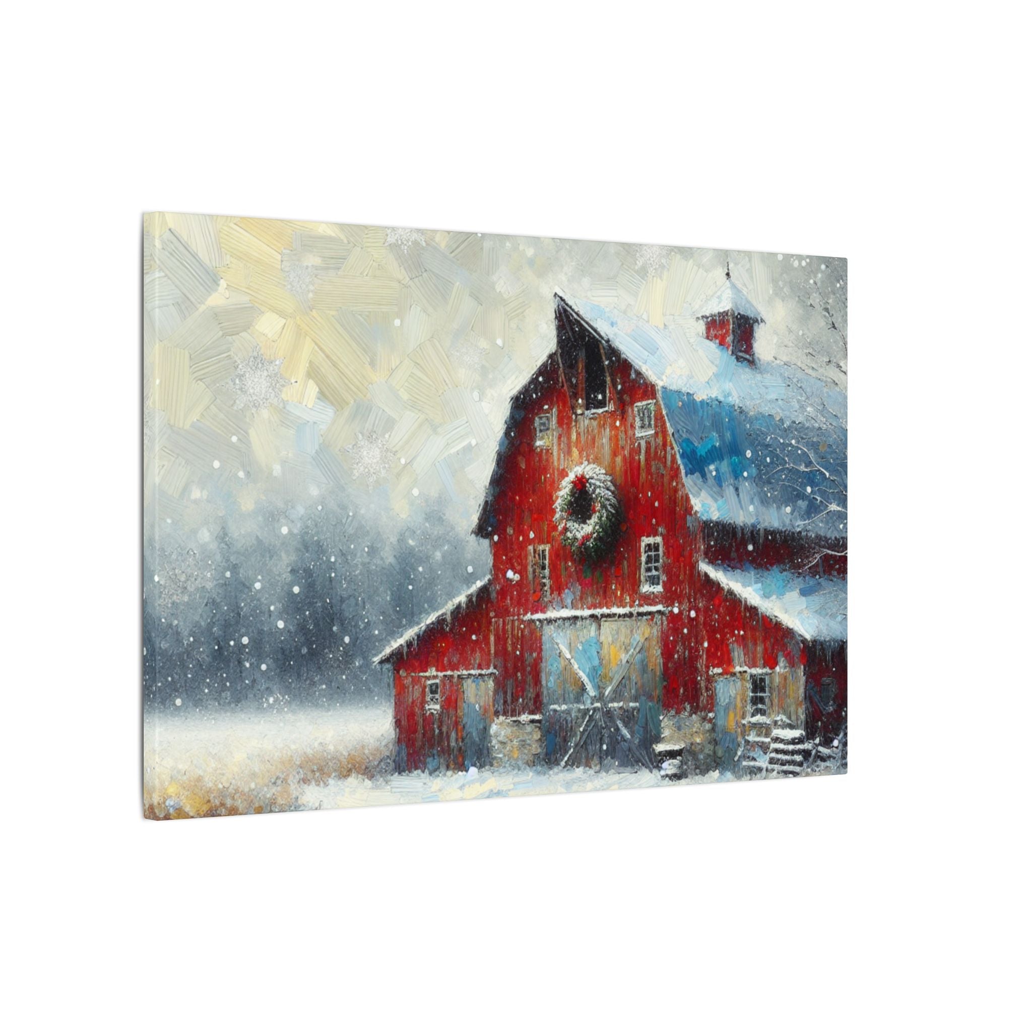 Rustic Red Christmas Barn Canvas