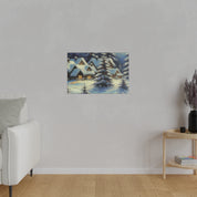 Cozy Cottages Expressionist Snowscape Winter Painting Canvas