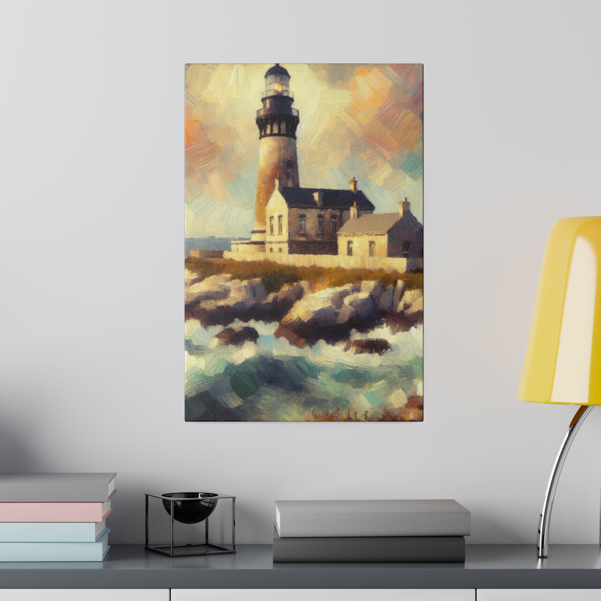 Beacon Illumination Coastal Wall Art Lighthouse Painting Canvas