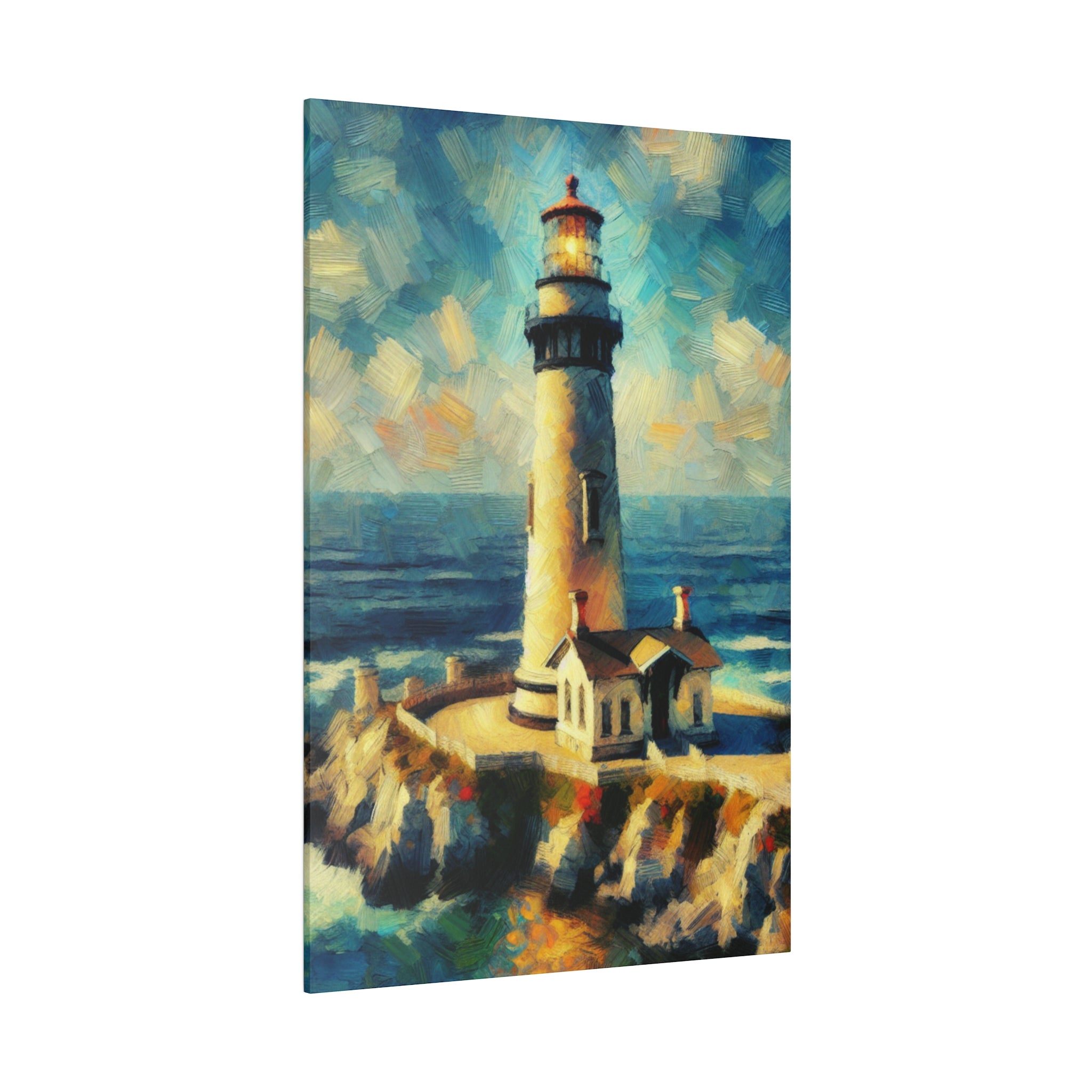 Maritime Mirage Coastal Wall Art Lighthouse Painting Canvas