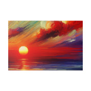 Ember Horizon Whispers Red Purple Sunset Painting Canvas