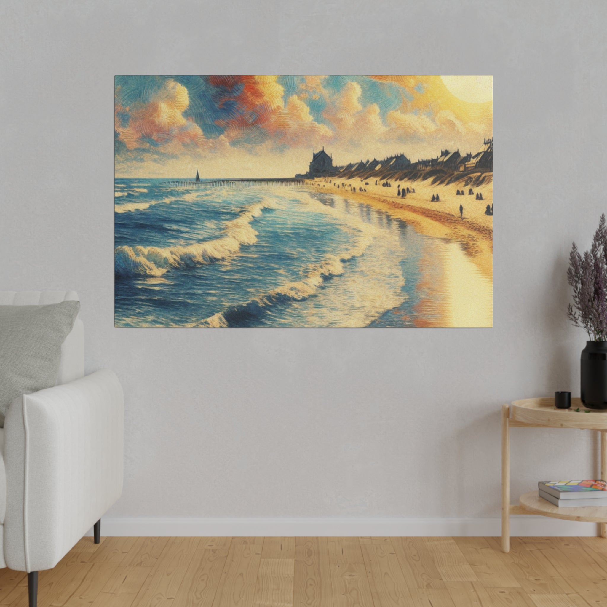 Seaside Strokes Vintage Beach Dreamscape Beach Painting Canvas