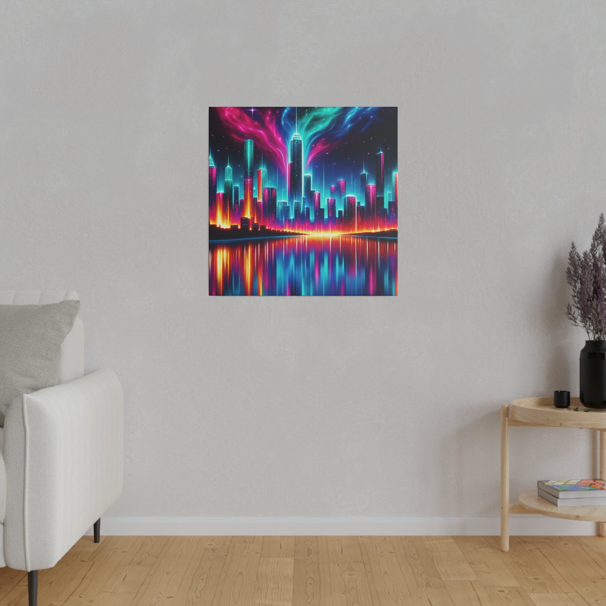 Surreal Neon Art Cityscape City Painting Canvas