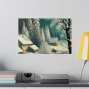 Frost-Kissed A Vintage Snowscape Impression Winter Painting Canvas