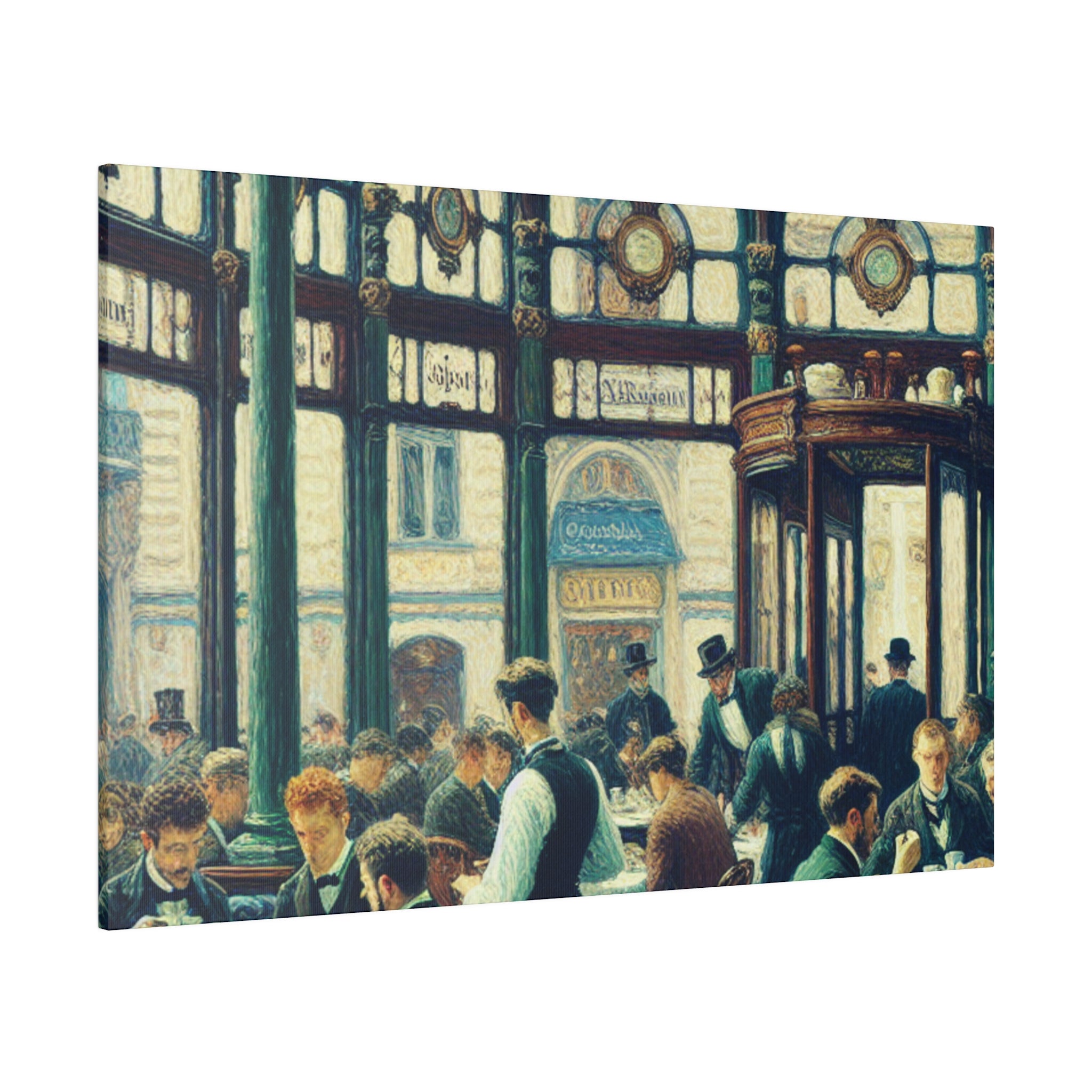 Old Time European Cafe Artwork Painting Canvas