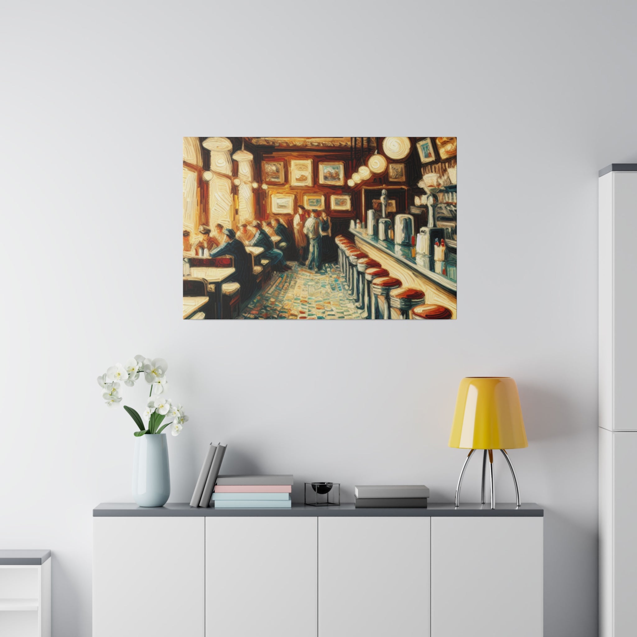 Rustic Americana Wall Art Diner Painting Canvas