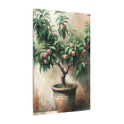 Potted Peach Tree Rustic Canvas