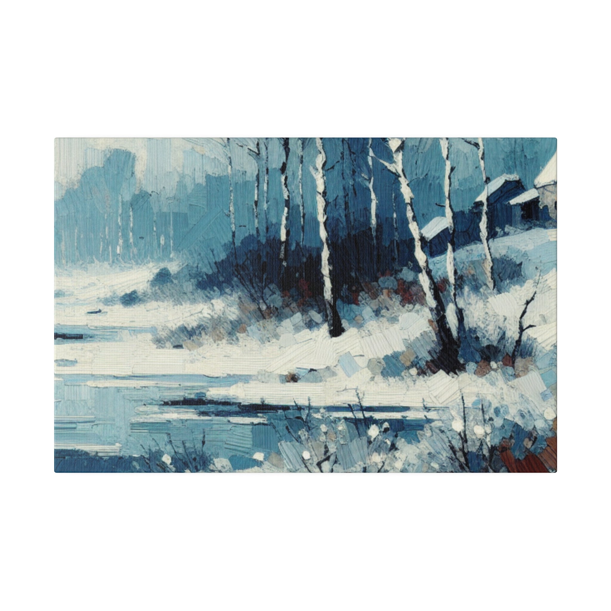 Expressionist Vintage Snowscape Winter Painting Canvas