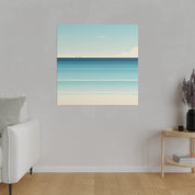 Blue Minimalist Coastal Landscape Beach Painting Canvas