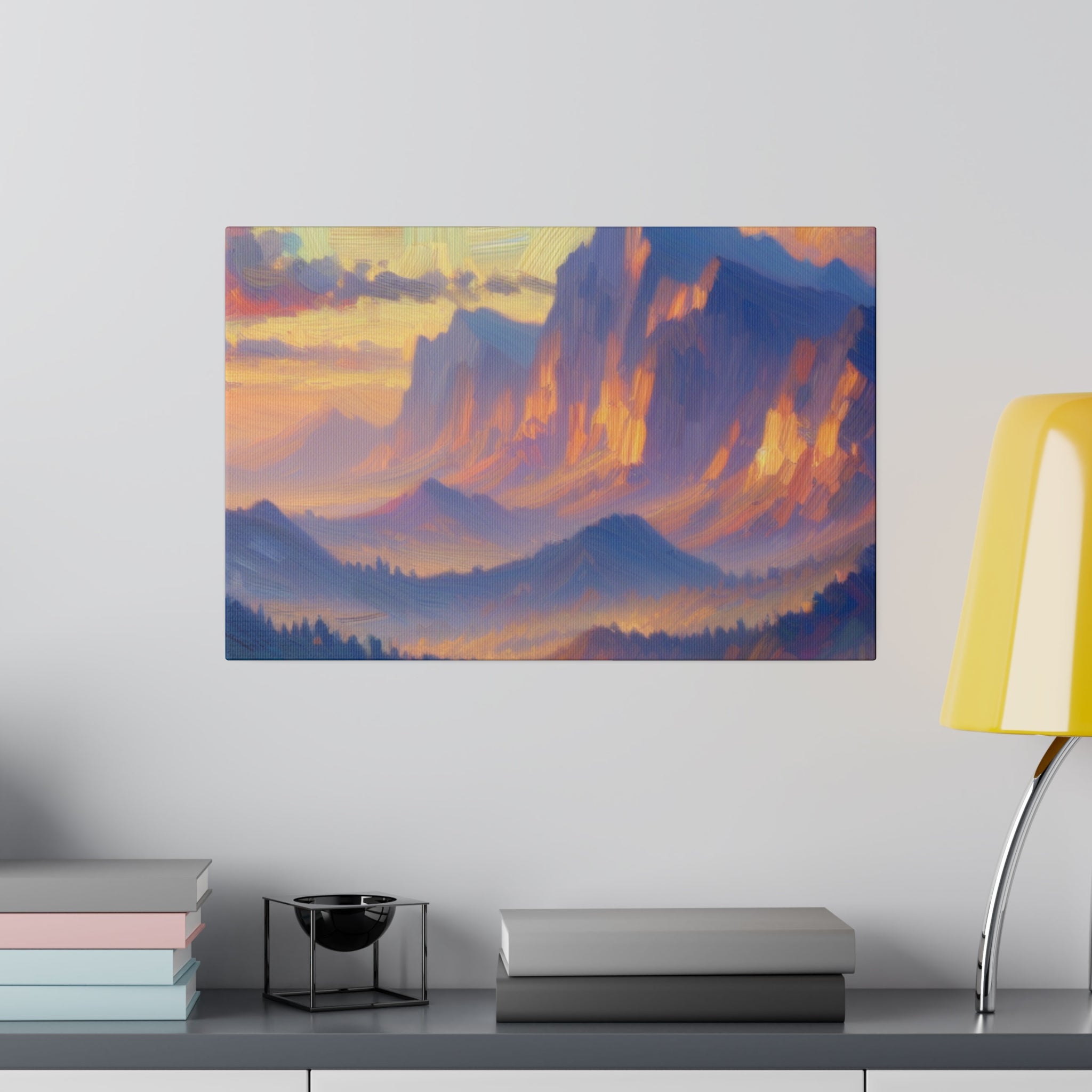 Impressionist Summit Serenity Mountain Landscape Painting Canvas