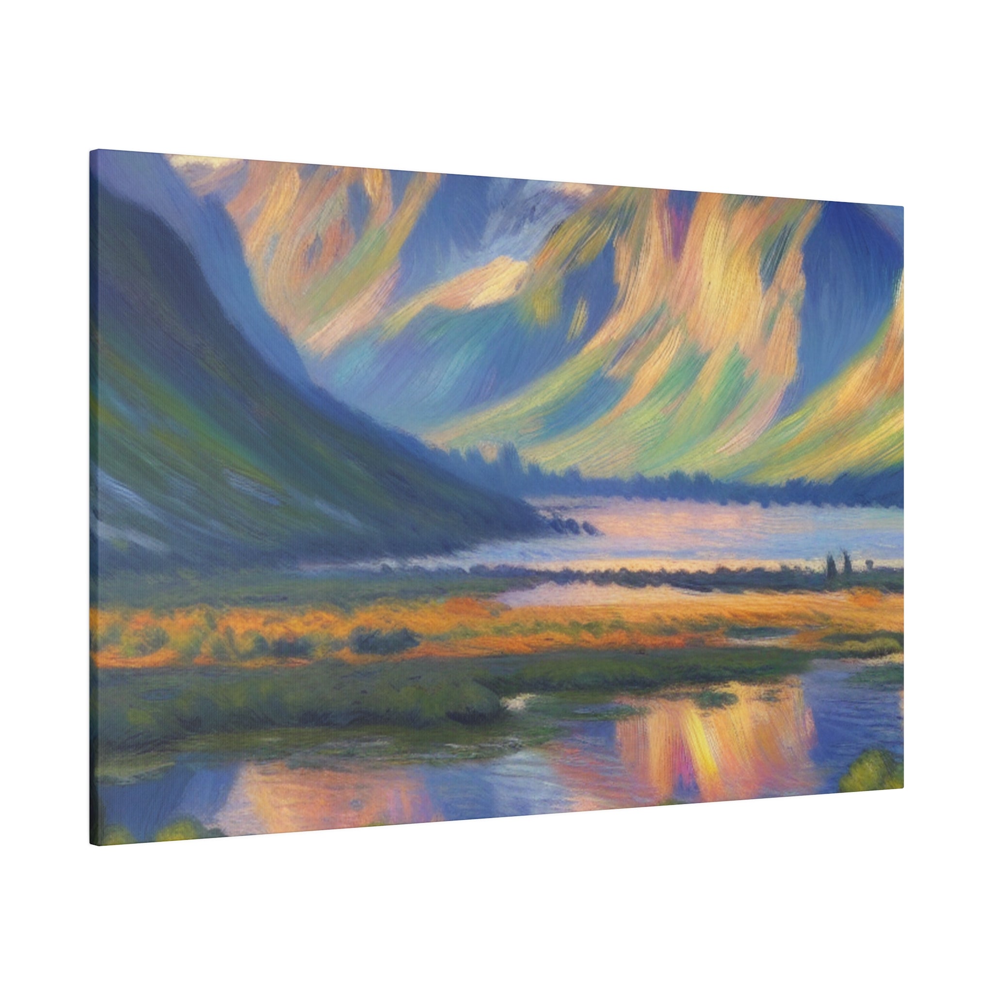 Majestic Valley Lake Mountain Landscape Painting Canvas