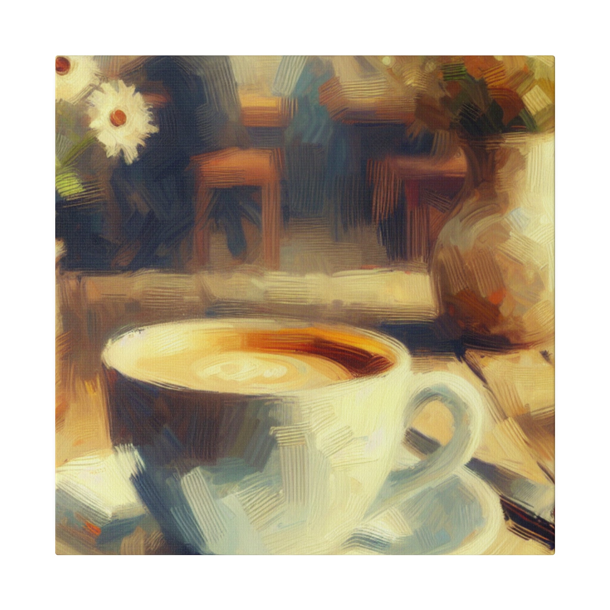 Rustic Impressionist Coffee Artwork Farmhouse Decor Coffee Painting Canvas