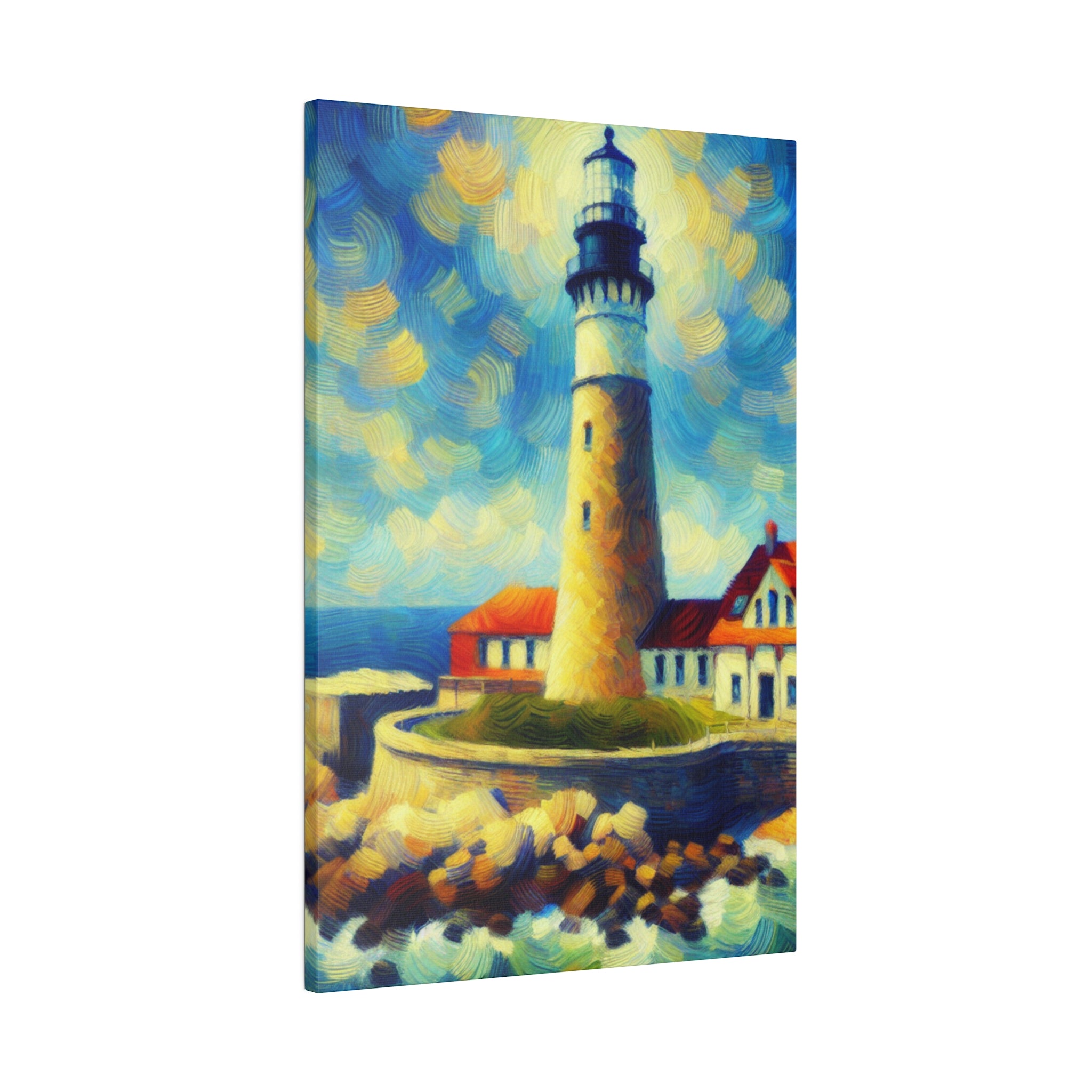 Harbor Beacon Dream Coastal Wall Art Lighthouse Painting Canvas